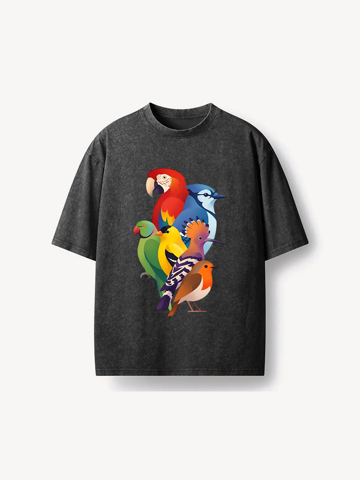 OYL-Lab Colorful Bird Washed T-Shirt