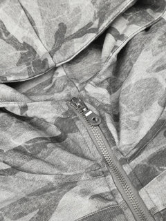 OYL-Lab Military Camo Epaulet Cropped Zip Hoodie