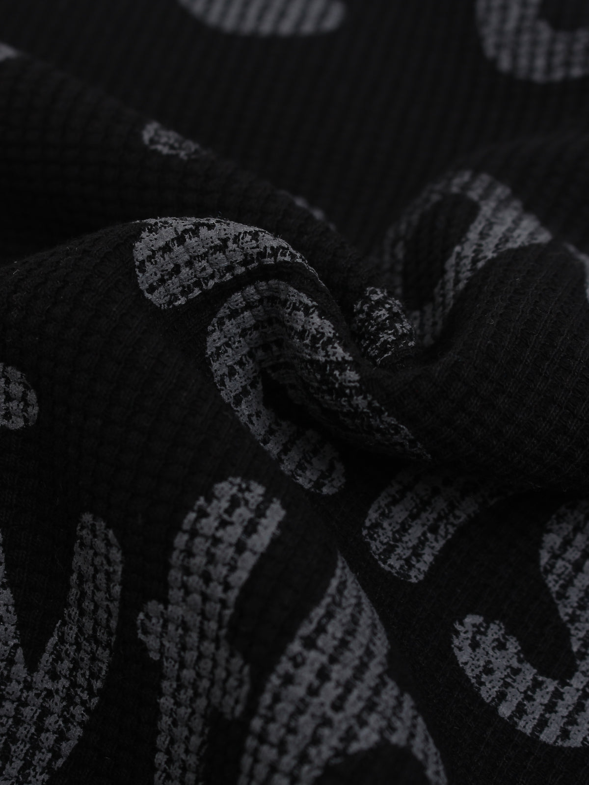 Gothic Cross Print Waffle Knit Long Sleeve Tee