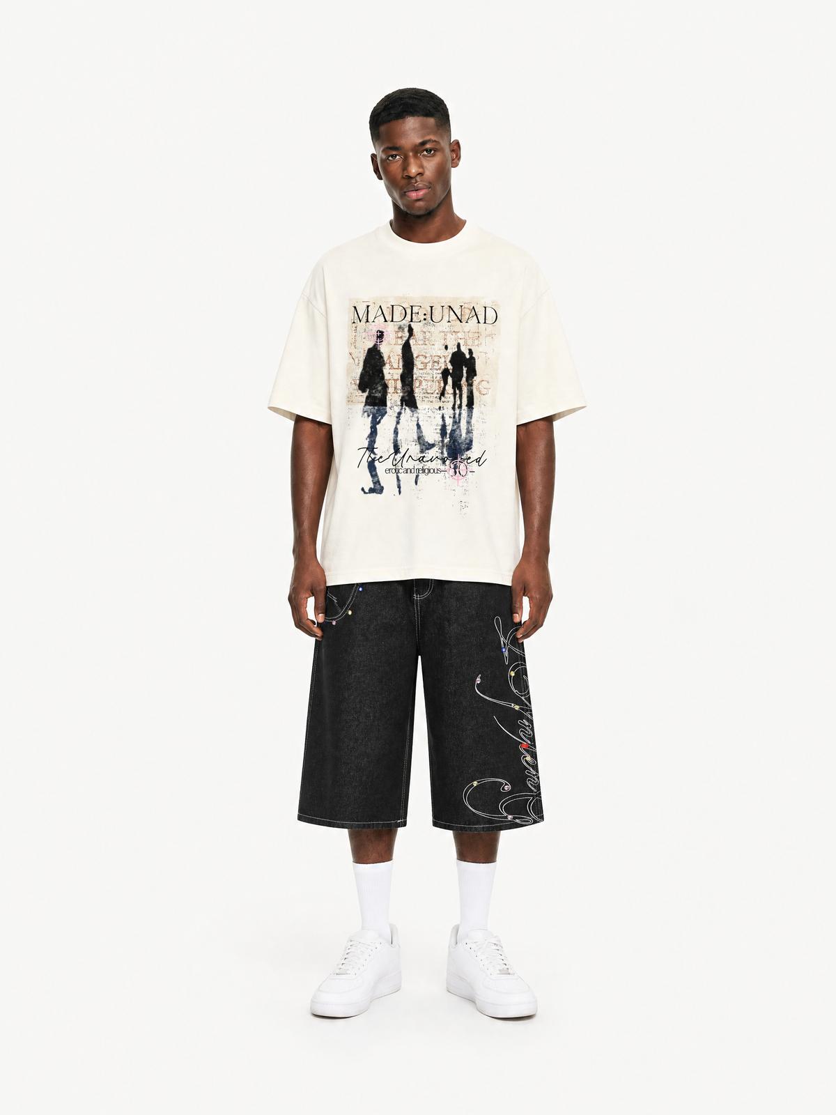OYL-Lab Rhinestone Embroidered Jort Shorts
