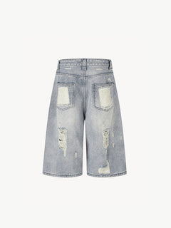 OYL-Lab Distressed Ripped Baggy Denim Jorts