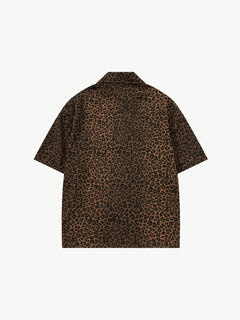 OYL-Lab Leopard Print Flocking Heart Short Sleeve Shirt