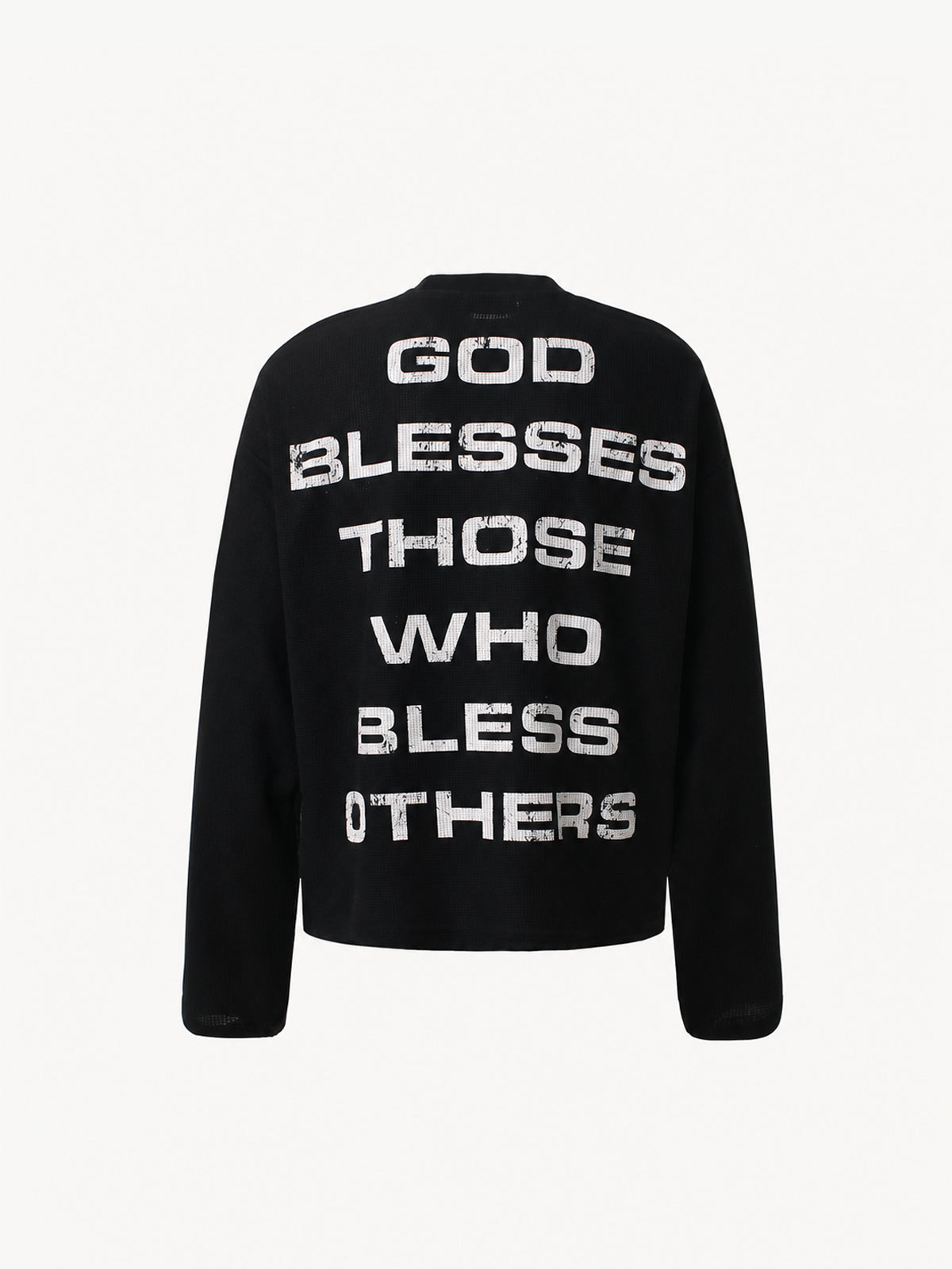 OYL-Lab Waffle Knit Cross Vintage Long Sleeve Tee