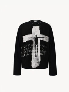OYL-Lab Waffle Cross Vintage Graphic Long Sleeve Tee