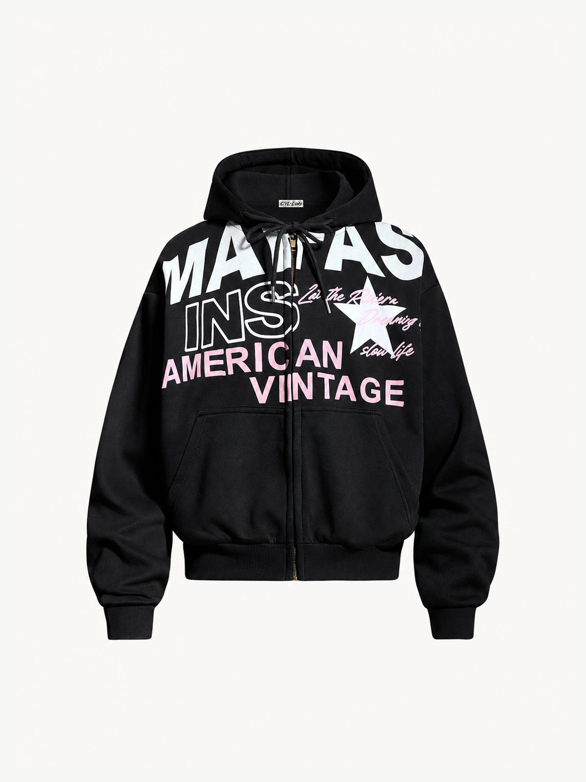 OYL-Lab Vintage Graphic Zip Up Hoodie