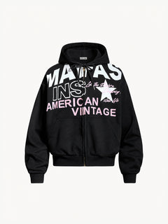 OYL-Lab Vintage Graphic Zip Up Hoodie