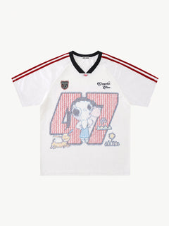 OYL-Lab Vintage Cartoon Mesh Soccer Jersey Tee