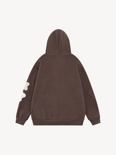 OYL-Lab Star Patch Button Detail Zip Up Hoodie