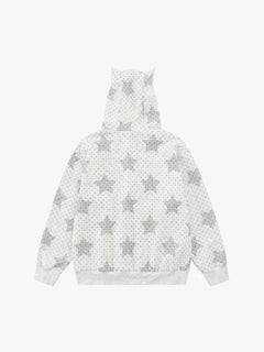 OYL-Lab Star Print  Embroidery Zip Up Hoodie
