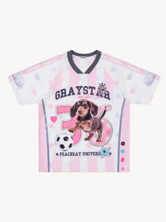 [Copy]OYL-Lab Vintage Cartoon Mesh Soccer Jersey Tee