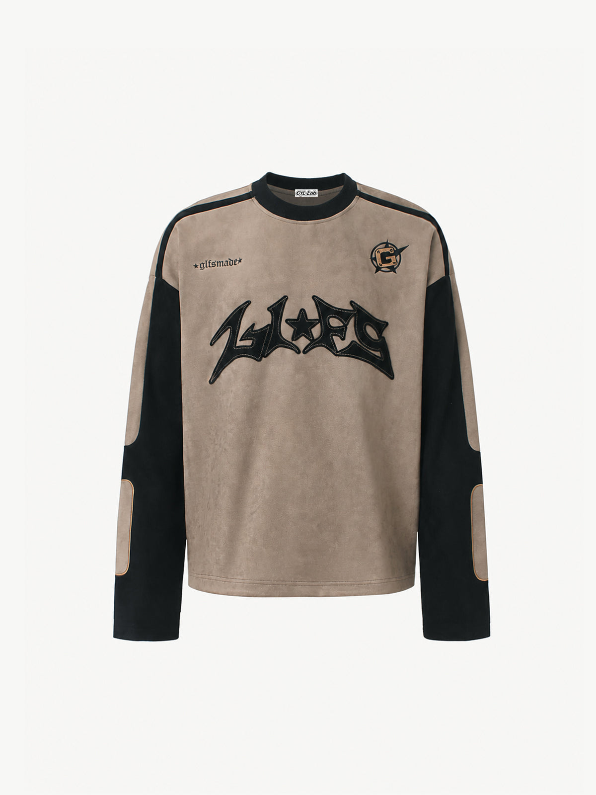 OYL-Lab Suede Patchwork Long Sleeve Tee