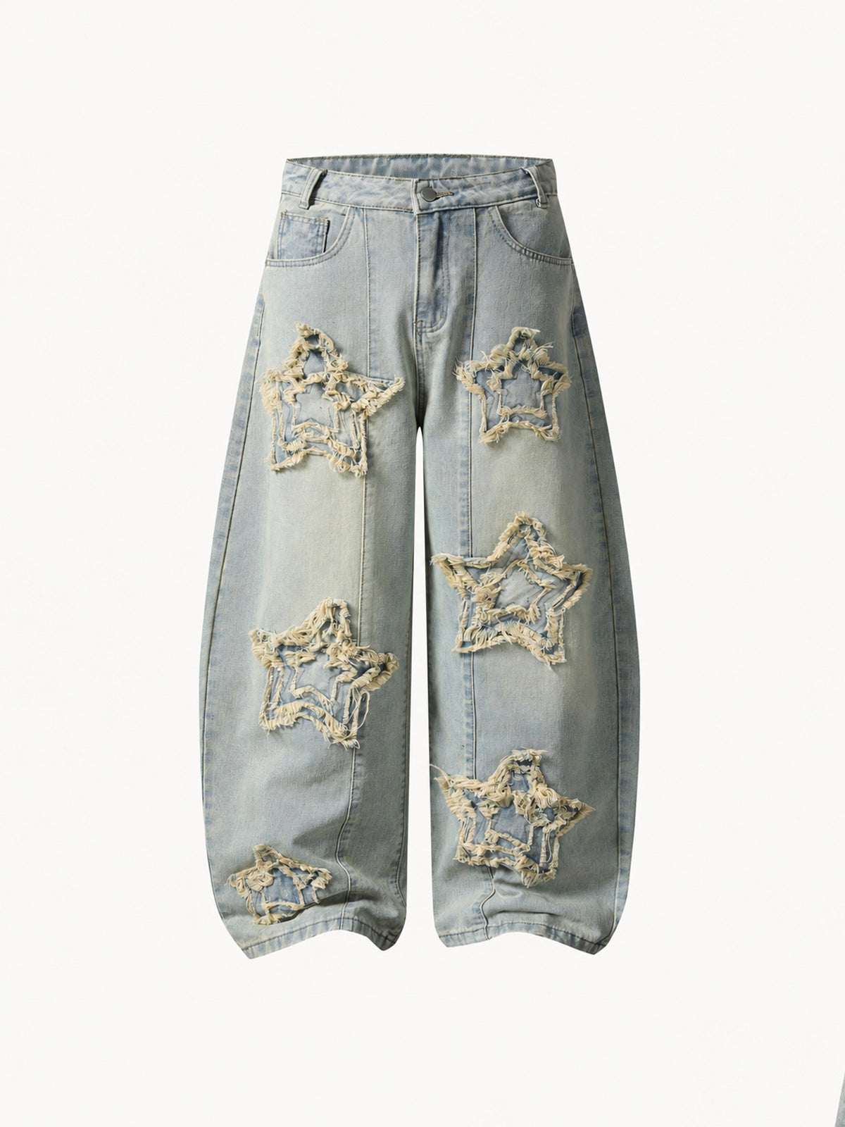 OYL-Lab Frayed Star Patch Wash Baggy Jeans