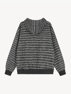 OYL-Lab Oversized Striped Star Embroidered Zip Up Hoodie