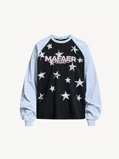OYL-Lab Vintage Washed Star Print Raglan Sweatshirt