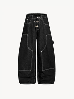 OYL-Lab Contrast Stitch Baggy Carpenter Jeans
