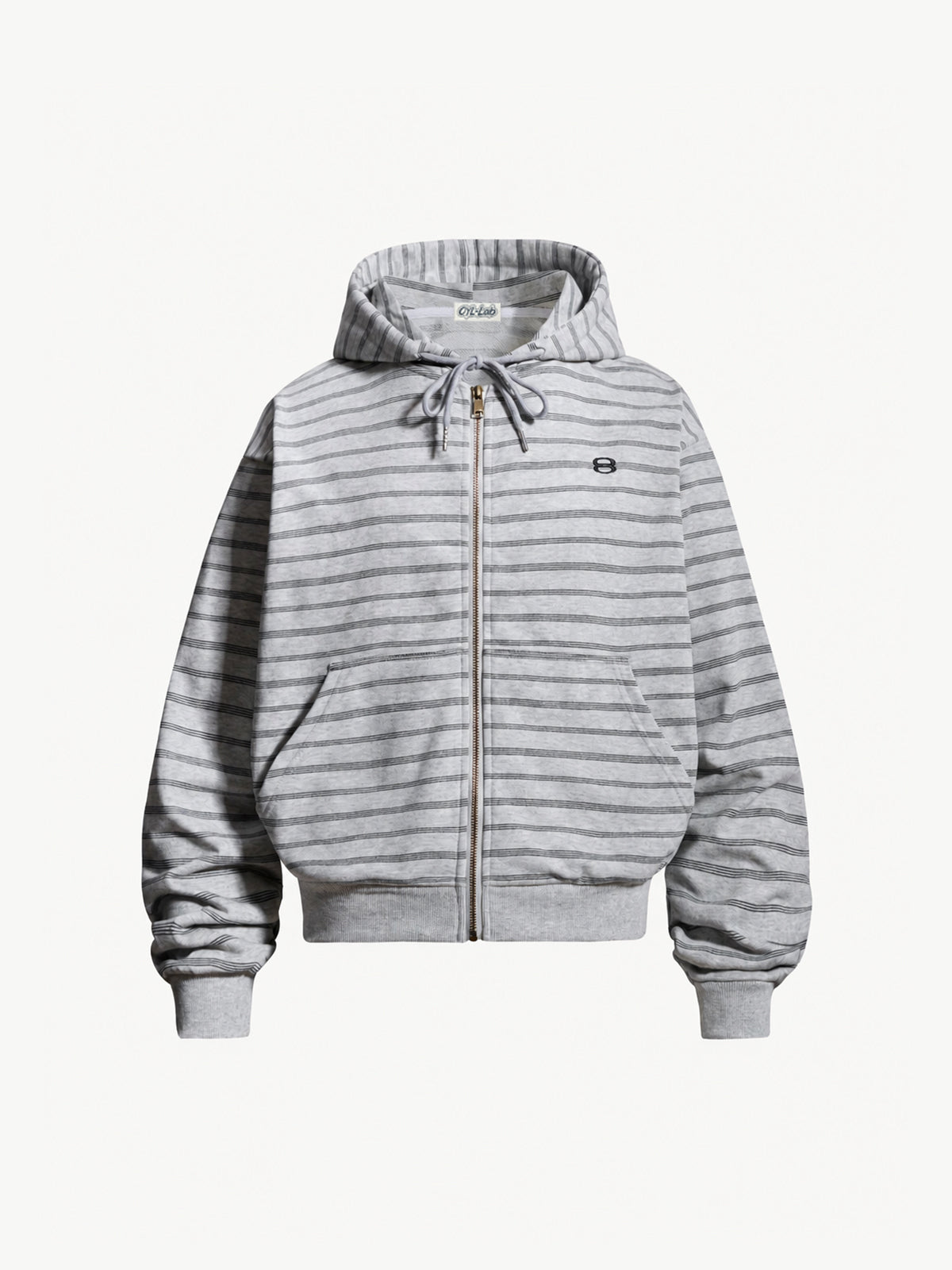 OYL‑Lab Striped Full‑Zip Cropped Hoodie