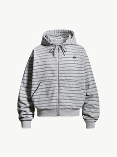 OYL‑Lab Striped Full‑Zip Cropped Hoodie