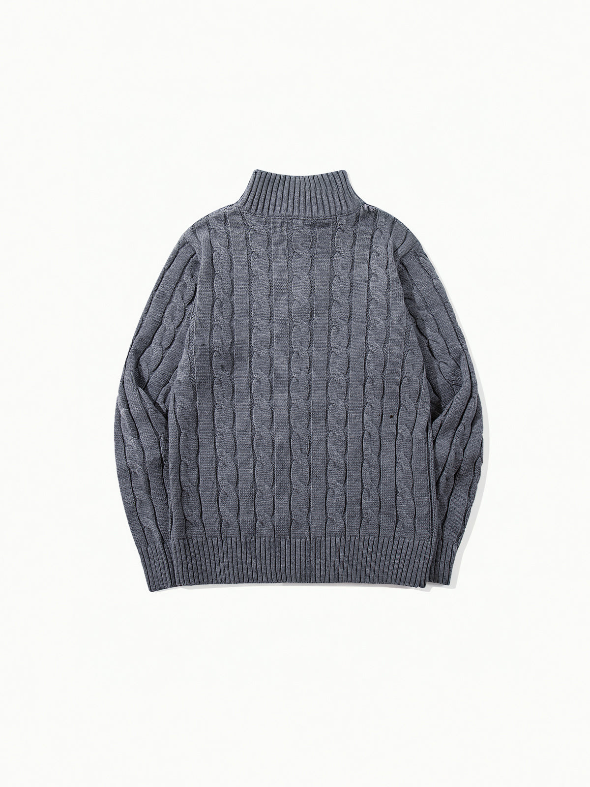 OYL-Lab Quarter Zip Cable Knit Mock‑Neck Sweater