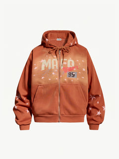 OYL‑Lab Vintage Star Print Zip‑Up Hoodie