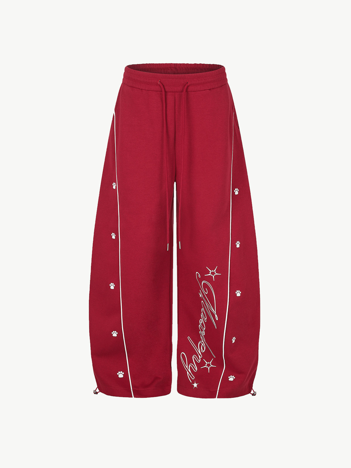 OYL-Lab Paw & Star Print Curved Balloon‑Leg Sweatpants