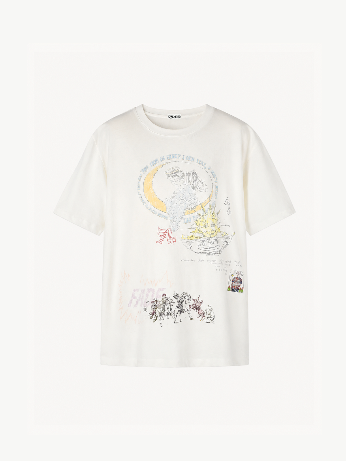 OYL-Lab Vintage Angel Faded Print Graphic Tee