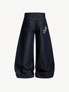 OYL-Lab Leopard Star Patch Baggy Jeans