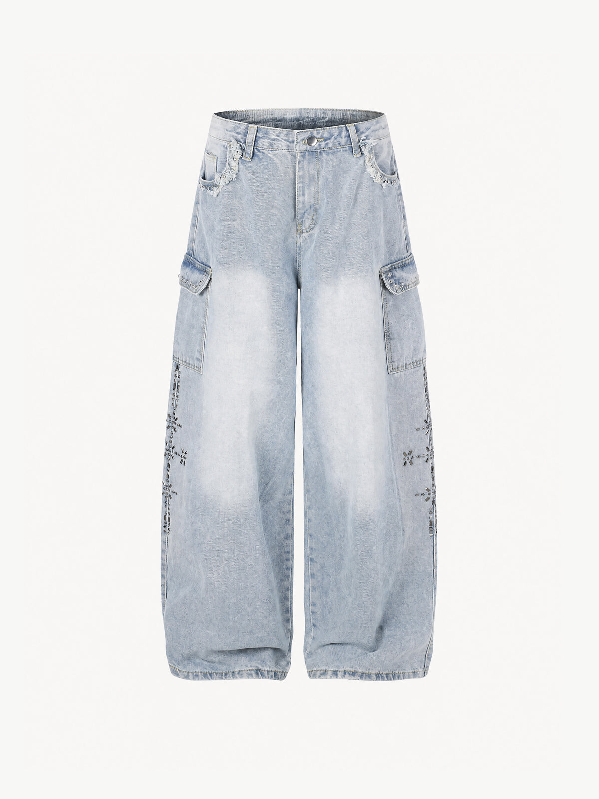 OYL-Lab Metal Stud  Baggy Cargo Denim Pants