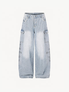OYL-Lab Metal Stud  Baggy Cargo Denim Pants