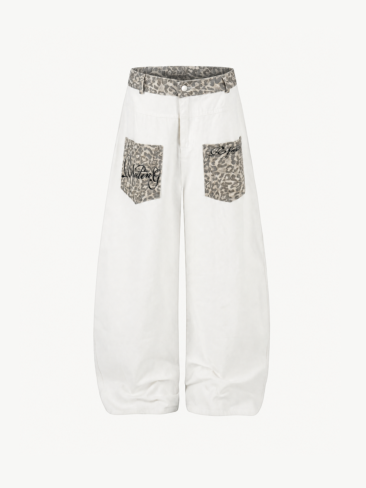 OYL-Lab Leopard Patch Pocket Baggy Balloon Jeans