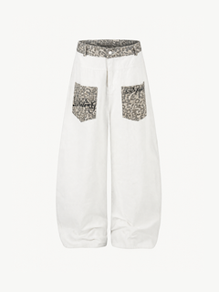 OYL-Lab Leopard Patch Pocket Baggy Balloon Jeans
