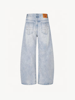 OYL-Lab Curved Seam Baggy Rivet Washed Jeans