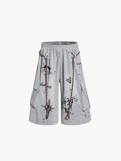 OYL-Lab Graffiti Print Cargo Sweat Shorts