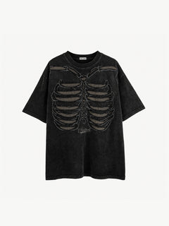 OYL-Lab Cutout Skeleton  Embroidery Washed Tee