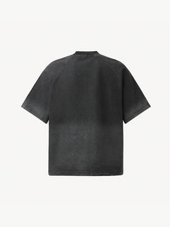 OYL-Lab Frayed Patch Embroidery Acid Wash Tee