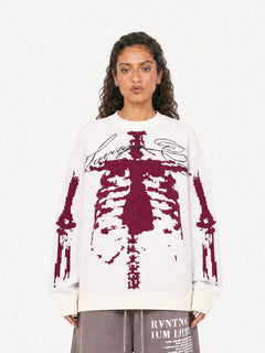 OYL-LabSkeleton Jacquard Crewneck Sweater