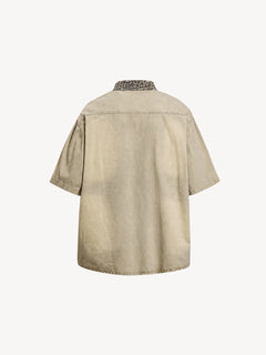 OYL-Lab Leopard Patch Cross Vintage Wash Shirt