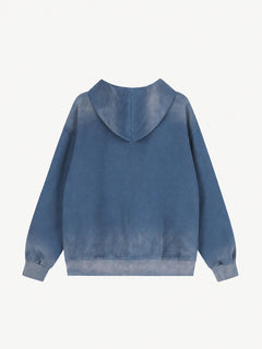 OYL-Lab Vintage Acid Wash Star Print Zip Up Hoodie