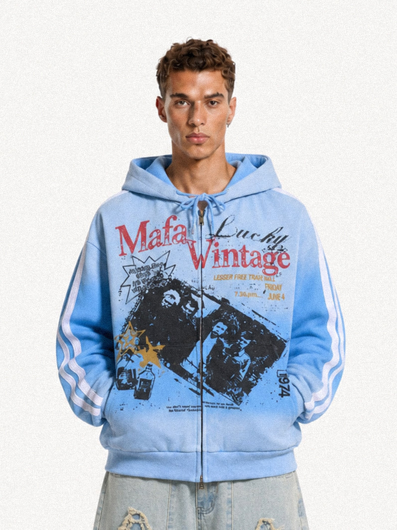 OYL‑Lab Vintage Gradient Zip‑Up Hoodie