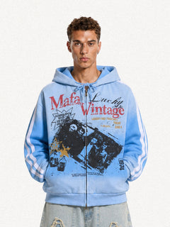 OYL‑Lab Vintage Gradient Zip‑Up Hoodie