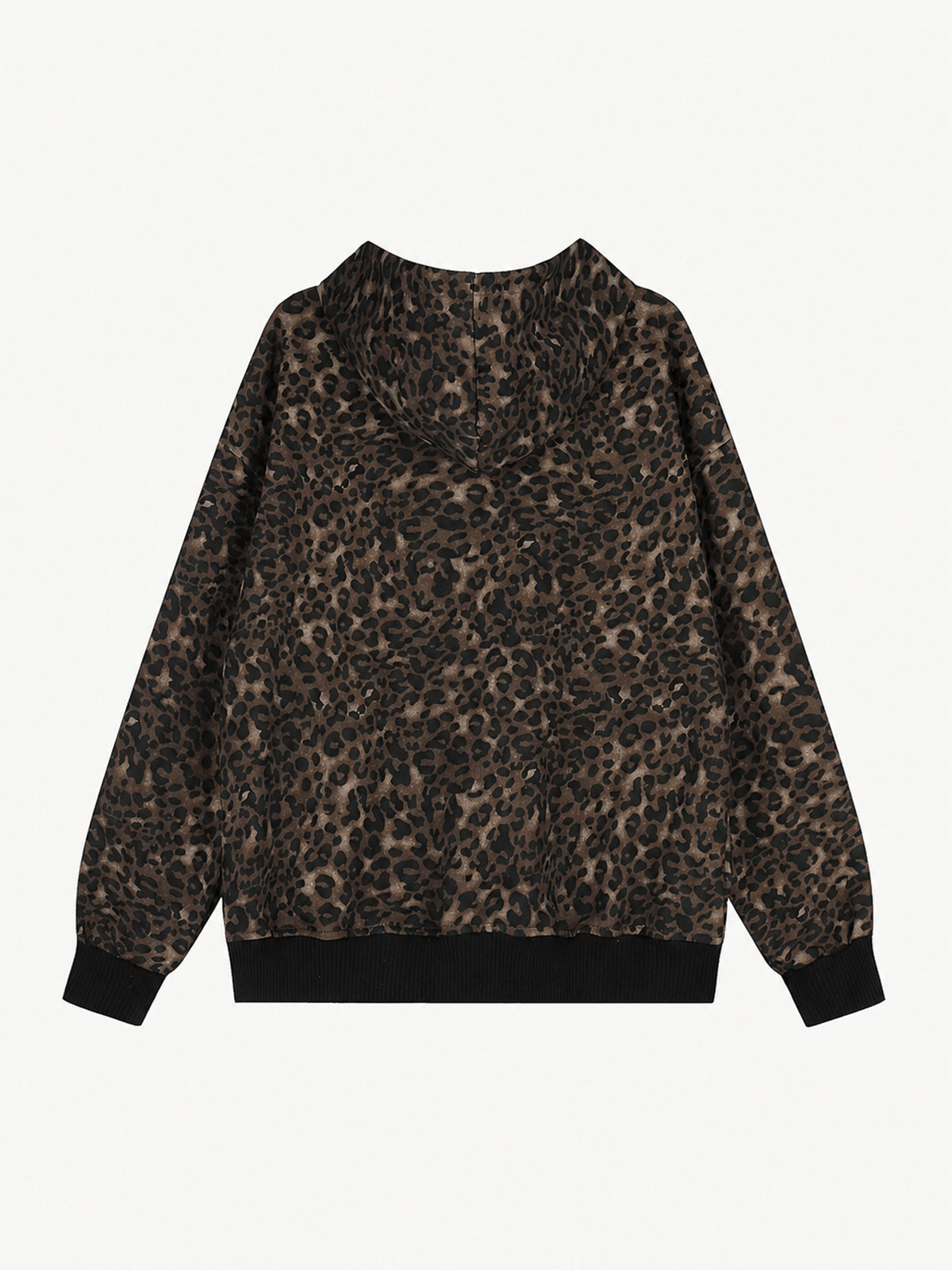 OYL-Lab Washed Black & Leopard Star Stud Zip Up Hoodie