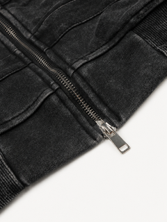 OYL-Lab Washed Black & Leopard Star Stud Zip Up Hoodie
