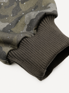 OYL-Lab Sparkle Rhinestone Camo Zip Up Hoodie