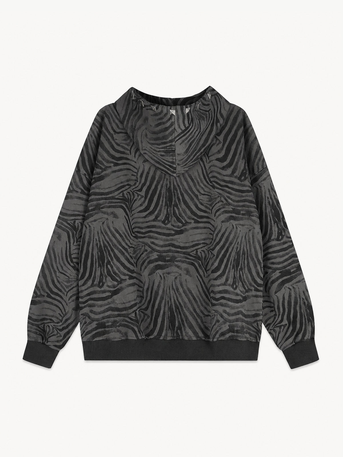 OYL-Lab Zebra Print Studded Zip Up Hoodie