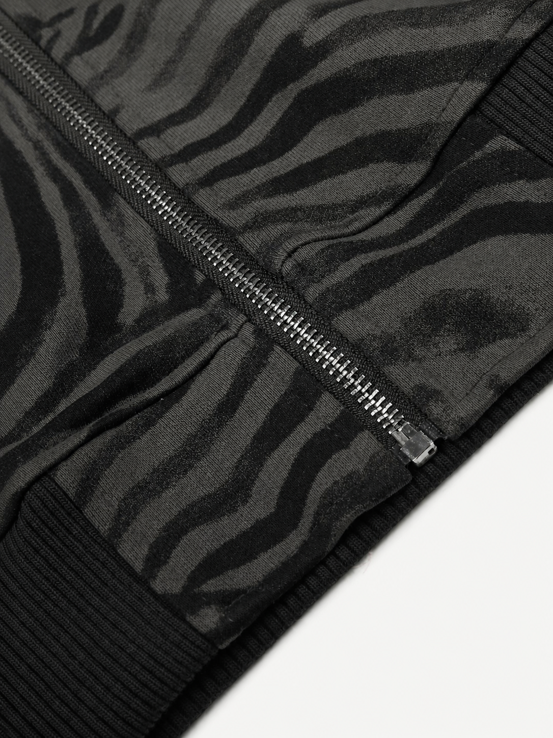 OYL-Lab Zebra Print Studded Zip Up Hoodie