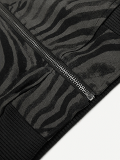 OYL-Lab Zebra Print Studded Zip Up Hoodie