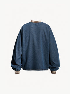 OYL-Lab Vintage Washed Denim V-Neck Sweatshirt