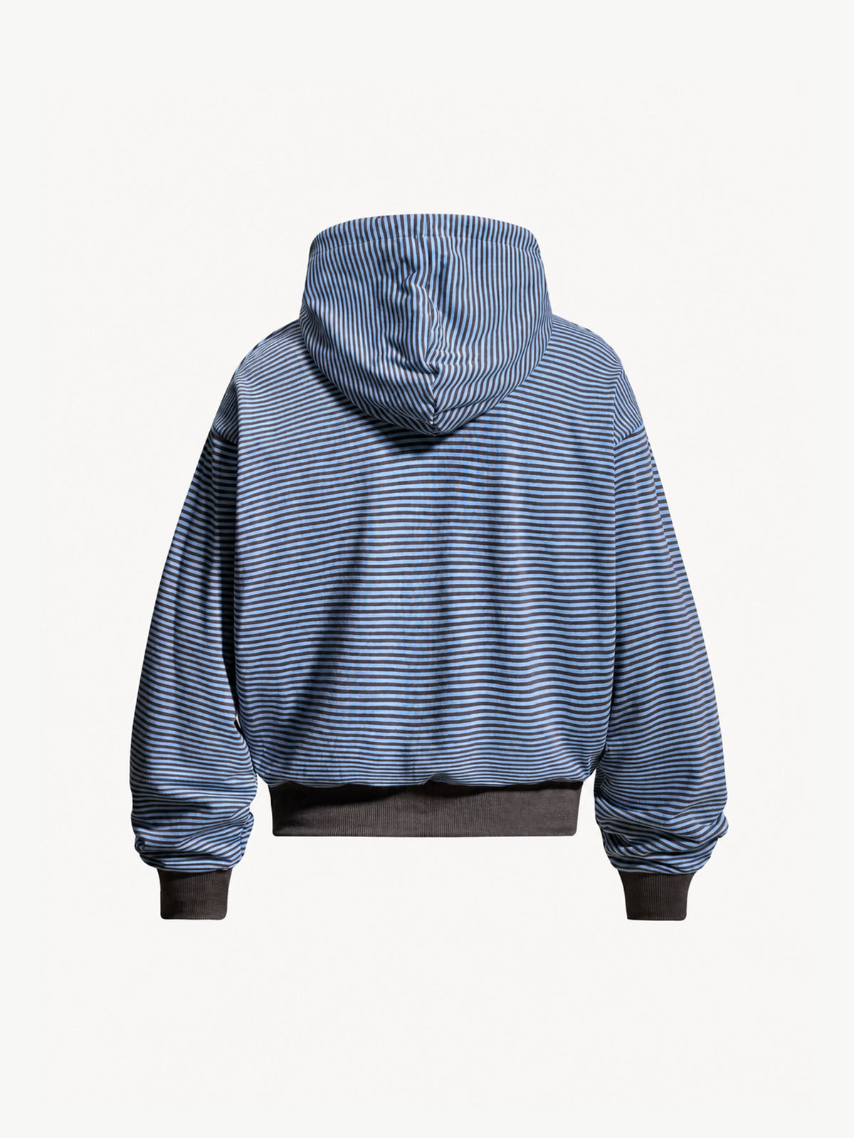 OYL-Lab Striped Military Embroidered Zip Up Cropped Hoodie