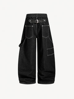 OYL-Lab Contrast Stitch Baggy Carpenter Jeans