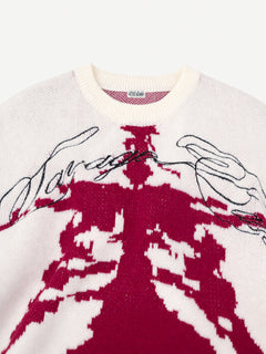 OYL-LabSkeleton Jacquard Crewneck Sweater