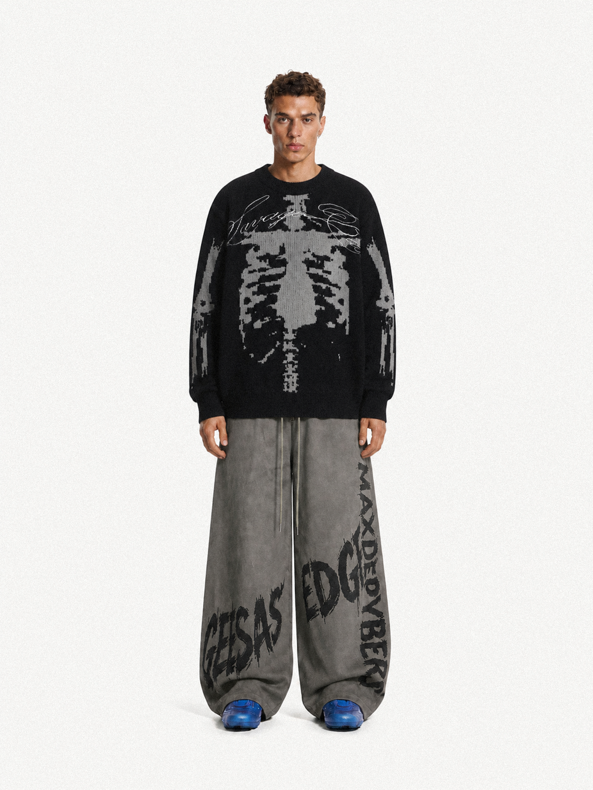 OYL-LabSkeleton Jacquard Crewneck Sweater